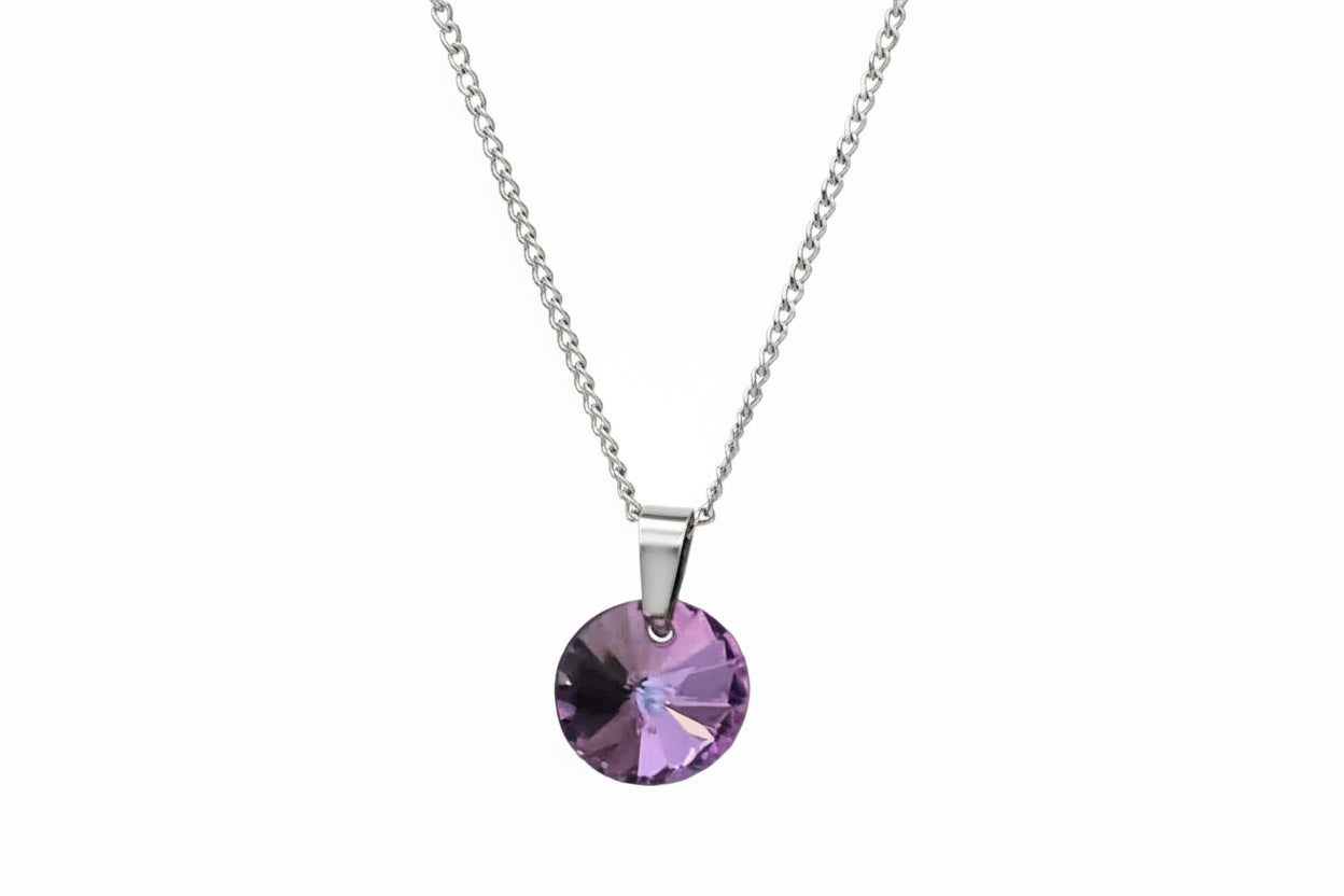 Silver Plated Round Crystal Rhinestone Necklace – 6 Colours | Rescinti - Rescinti
