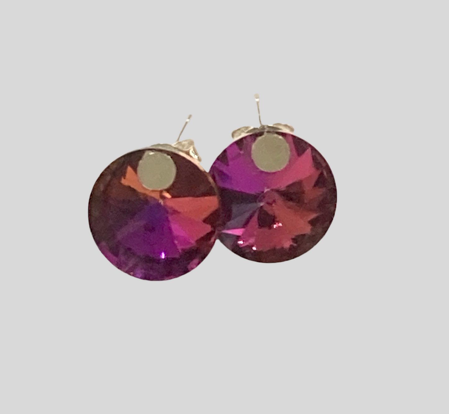 Large Round Crystal Stud Earrings - (Six Colours Available) - Rescinti