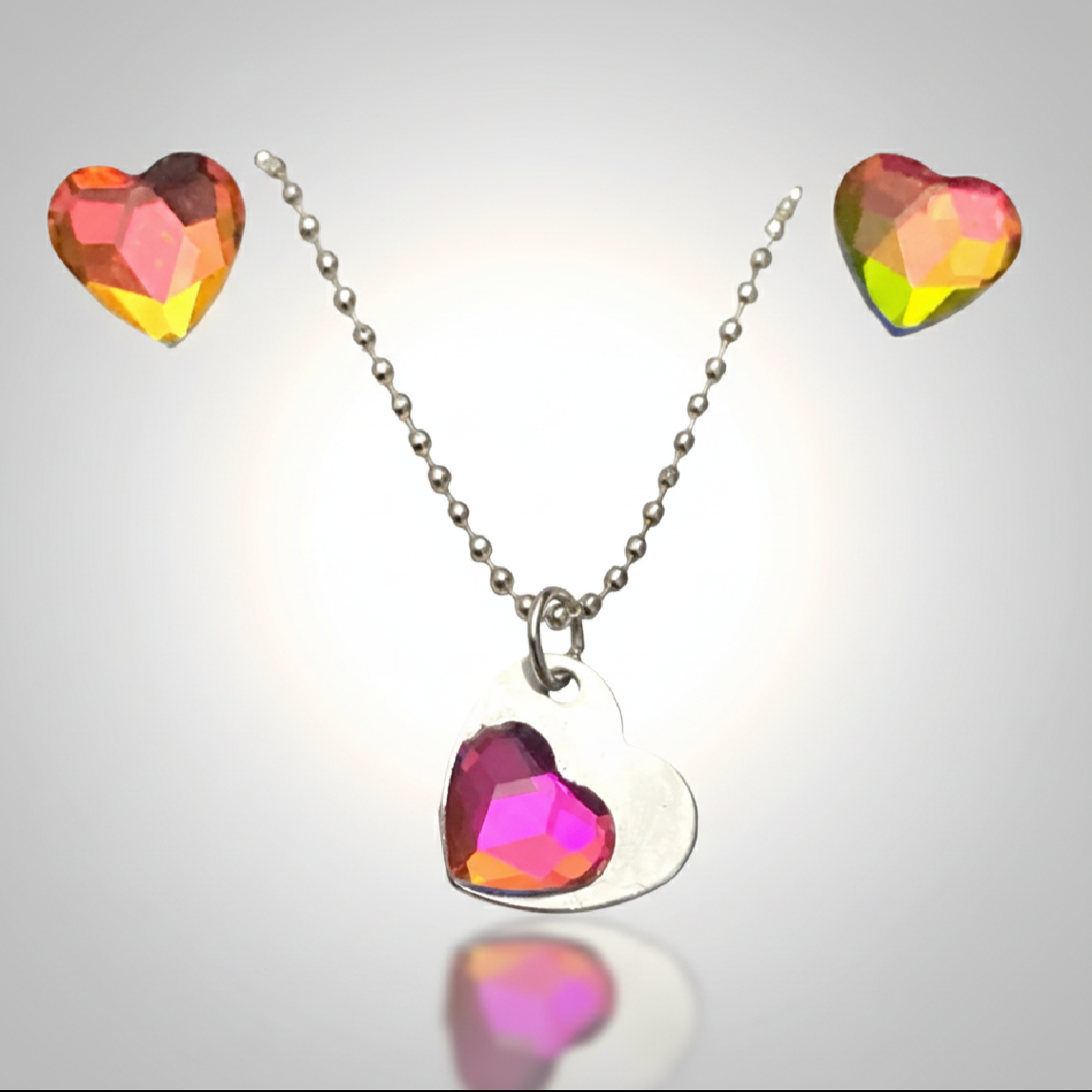 Sparkling Crystal Heart Jewellery Set – Silver Plated | 2 Colours | Rescinti - Rescinti