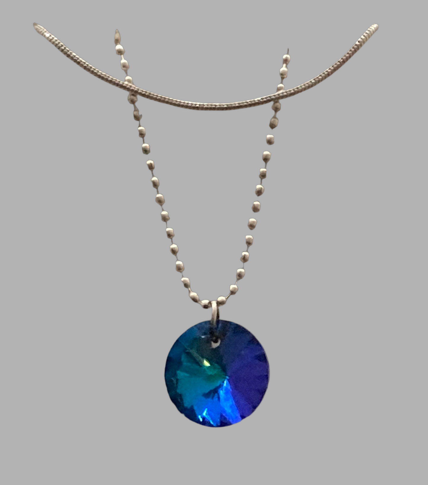 Silver Round Crystal Layered Necklace - (Six Colours Available) - Rescinti