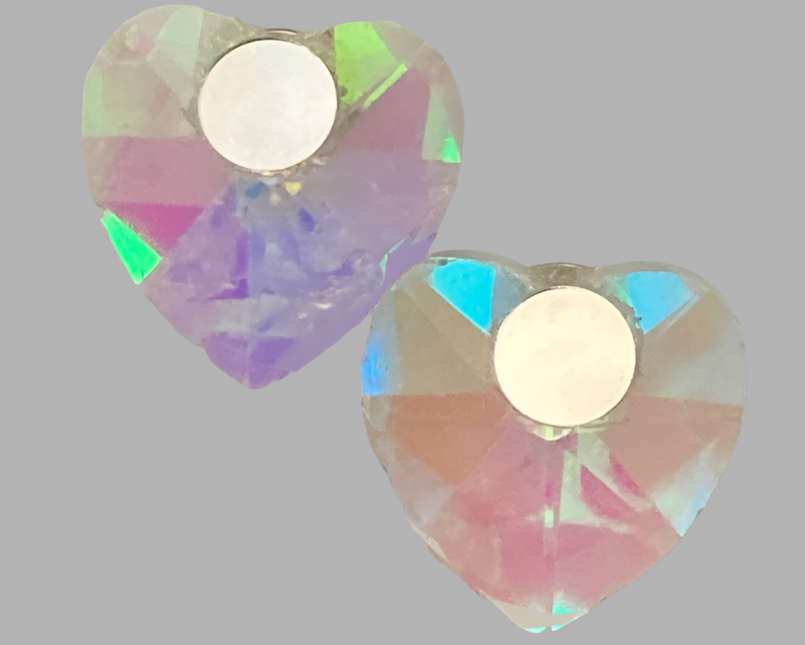 Large Crystal Heart Stud Earrings - (Three Colours Available) - Rescinti