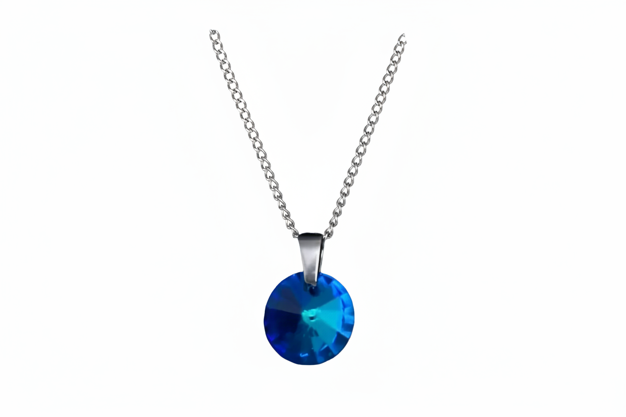 Silver Plated Round Crystal Rhinestone Necklace – 6 Colours | Rescinti - Rescinti