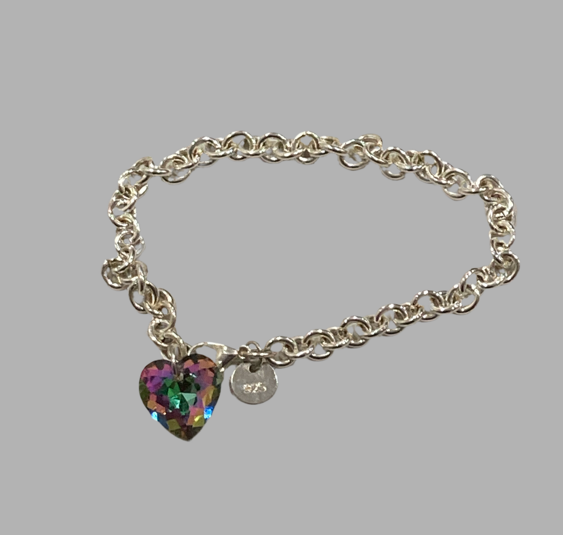 925 Sterling Silver Crystal Heart Bracelet - Rescinti