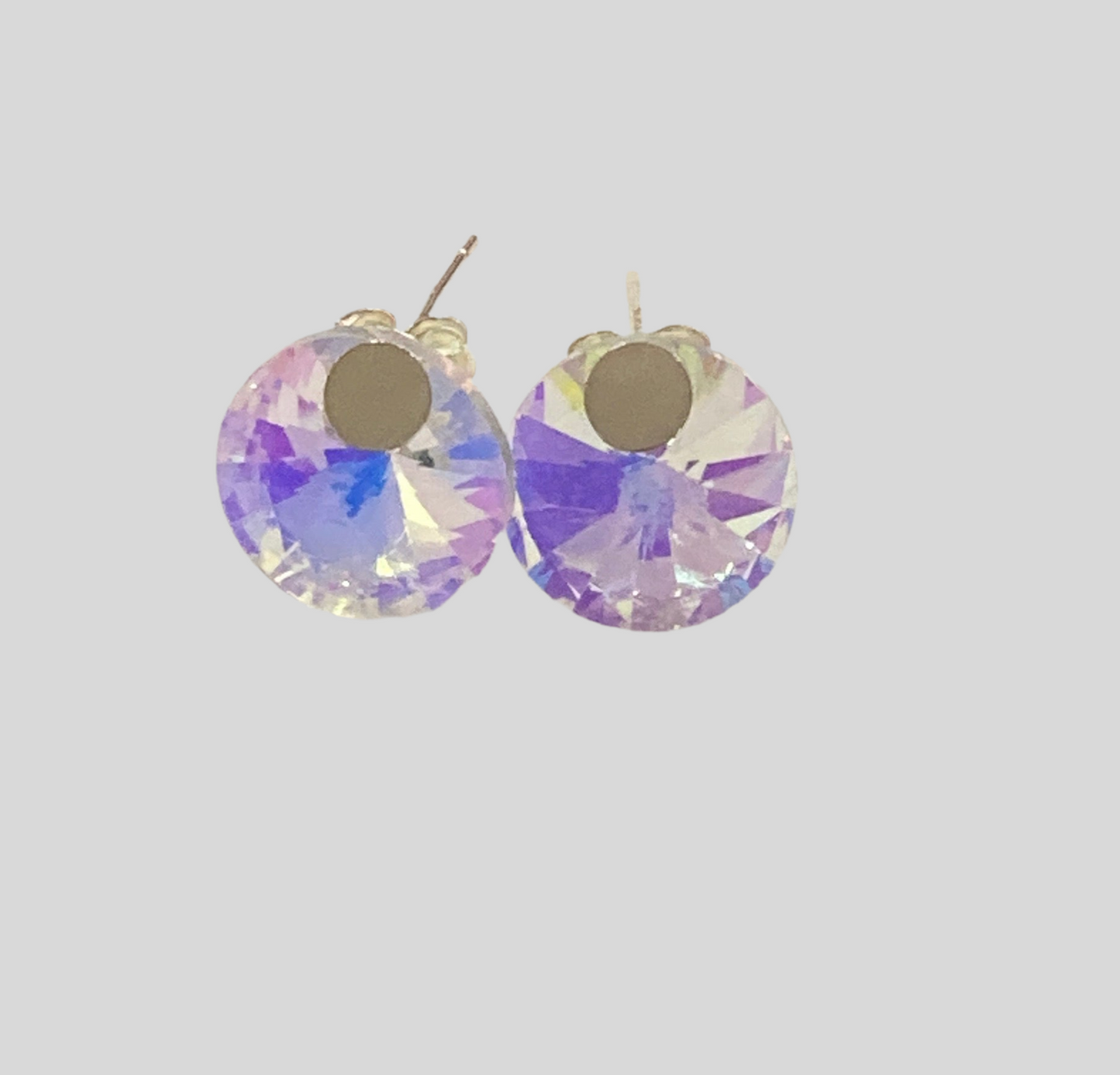 Large Round Crystal Stud Earrings - (Six Colours Available) - Rescinti