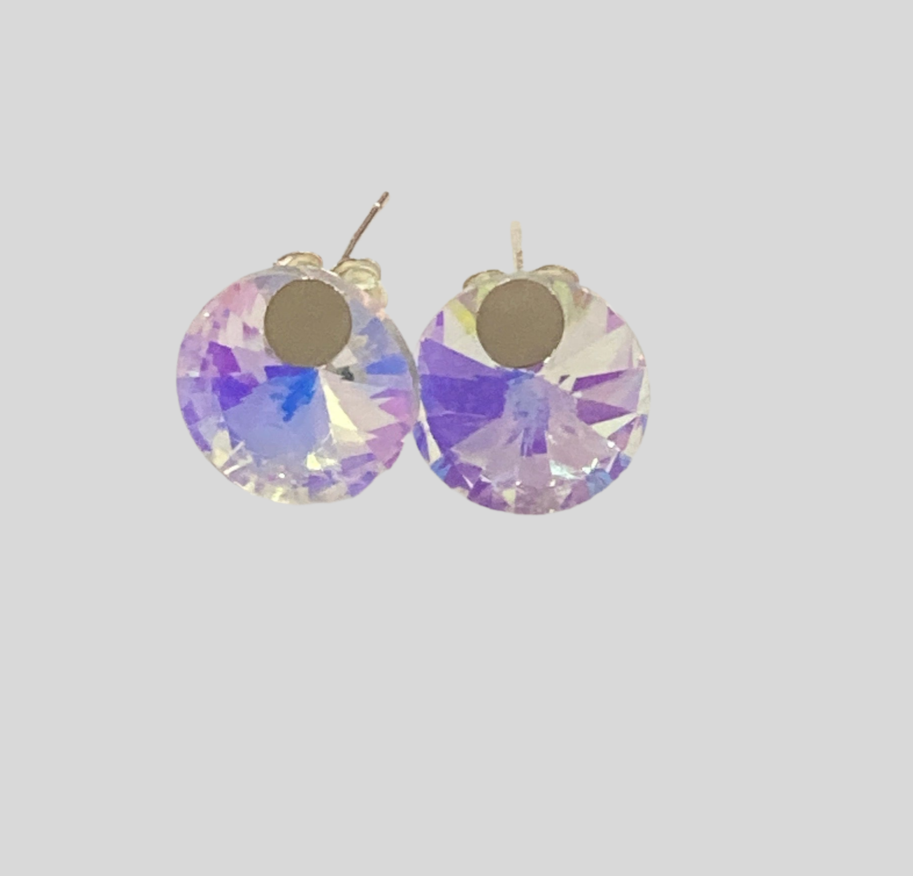 Large Round Crystal Stud Earrings - (Six Colours Available) - Rescinti