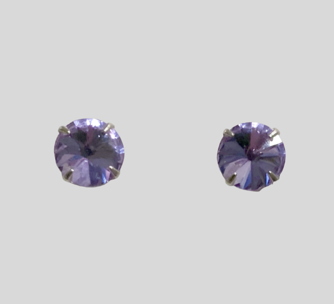 Staple Sterling Silver Round Crystal Stud Earrings - (Twenty Seven Colours Available) - Rescinti