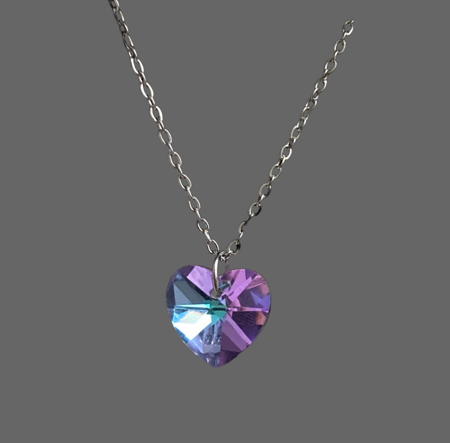 Mystic Moon Crystal Heart Stainless Steel Necklace - (Seven Colours Available) - Rescinti