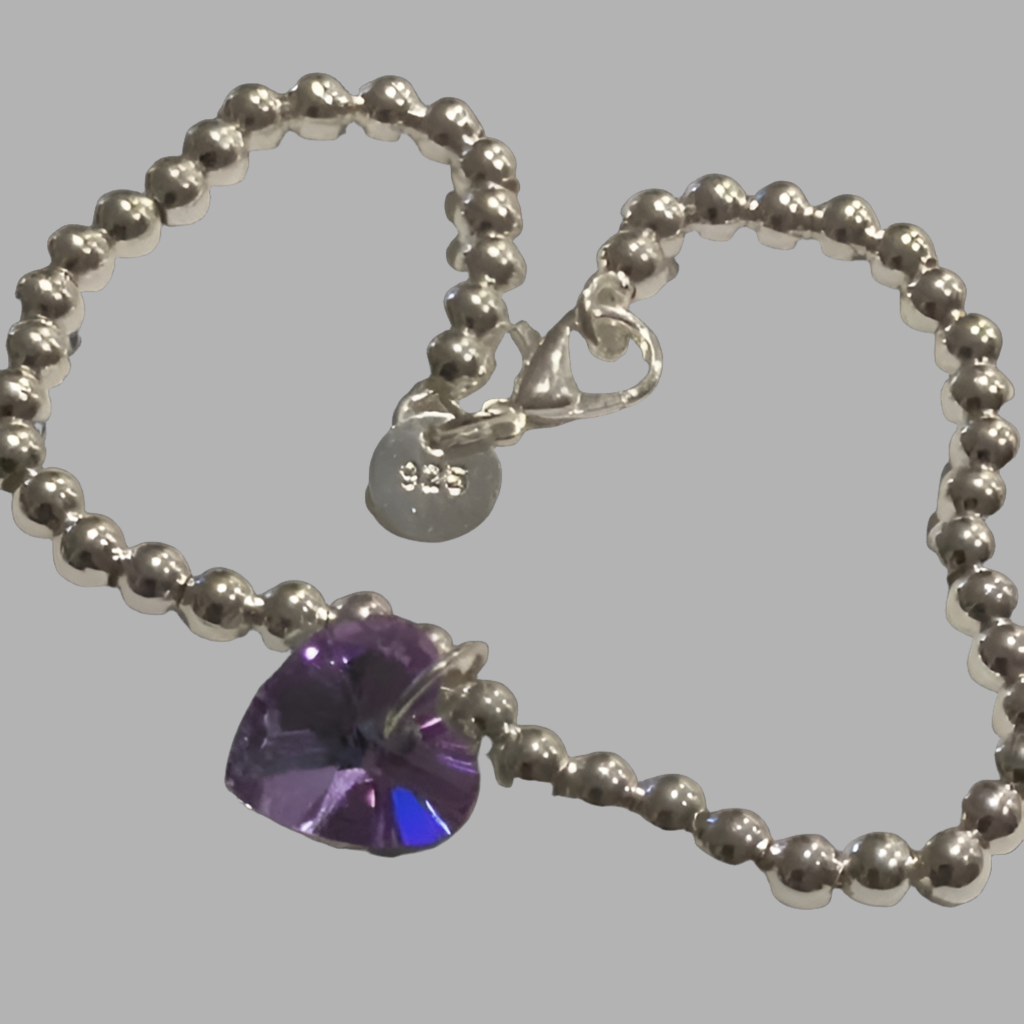 Small Crystal Heart Ball Bead Bracelet - (Six Colours Available) - Rescinti