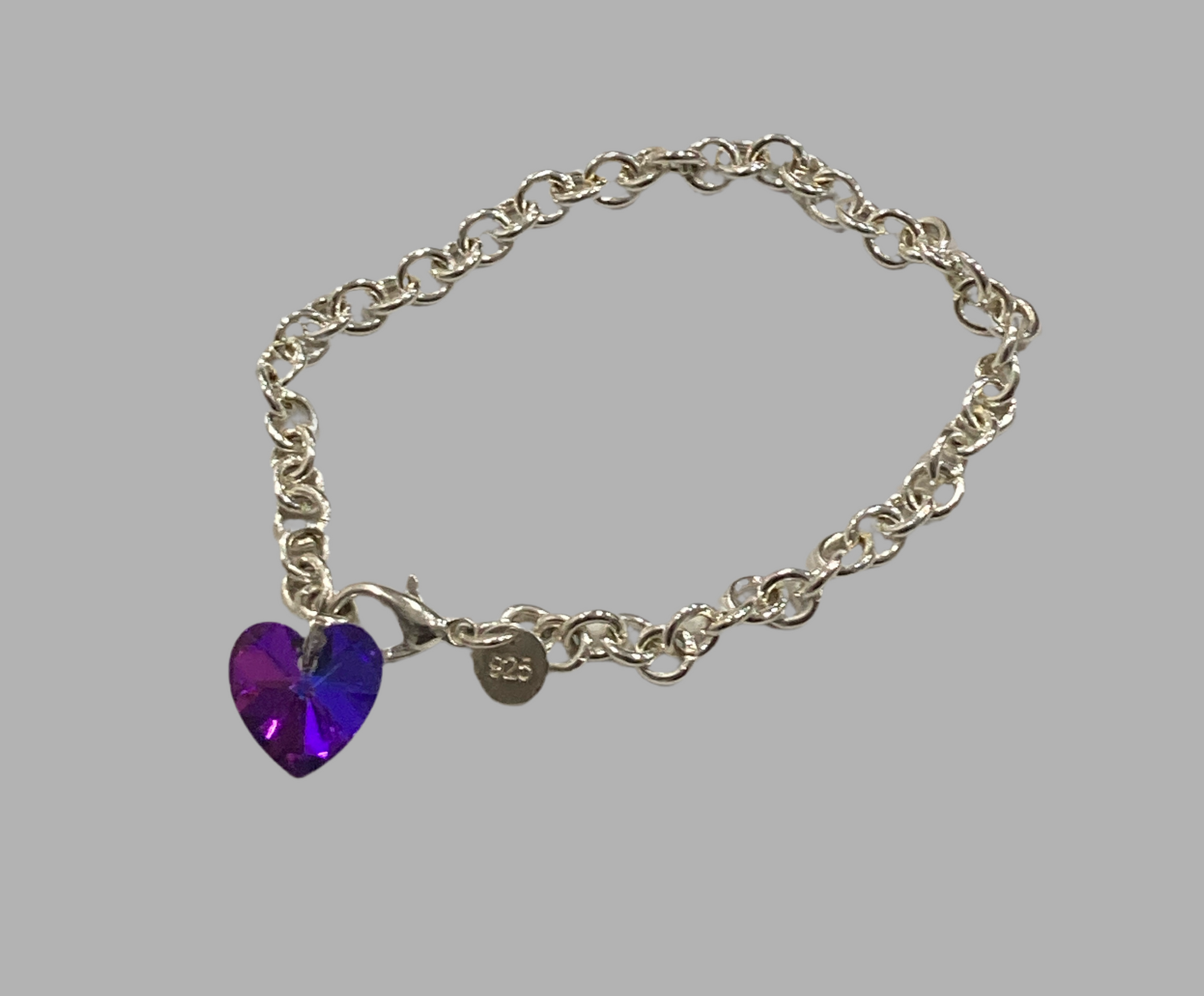 925 Sterling Silver Crystal Heart Bracelet - Rescinti