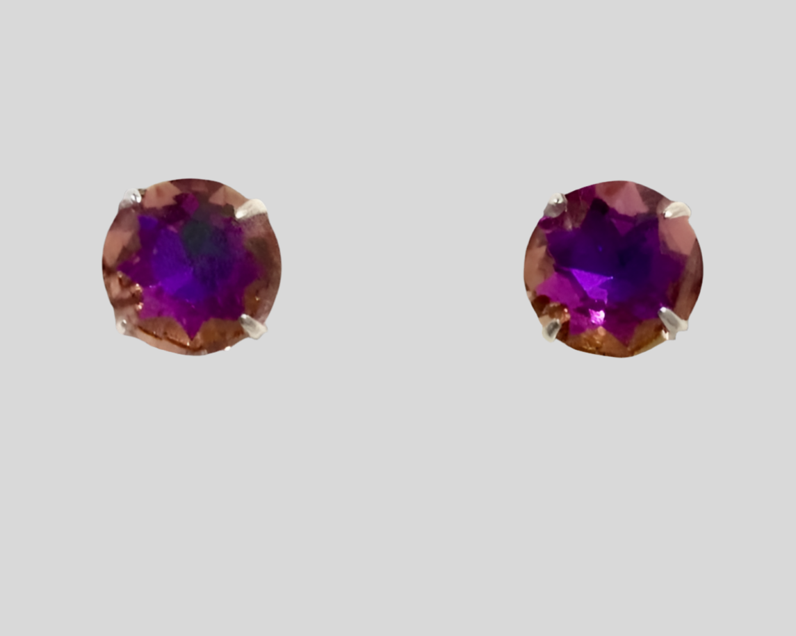 Staple Sterling Silver Round Crystal Stud Earrings - (Twenty Seven Colours Available) - Rescinti