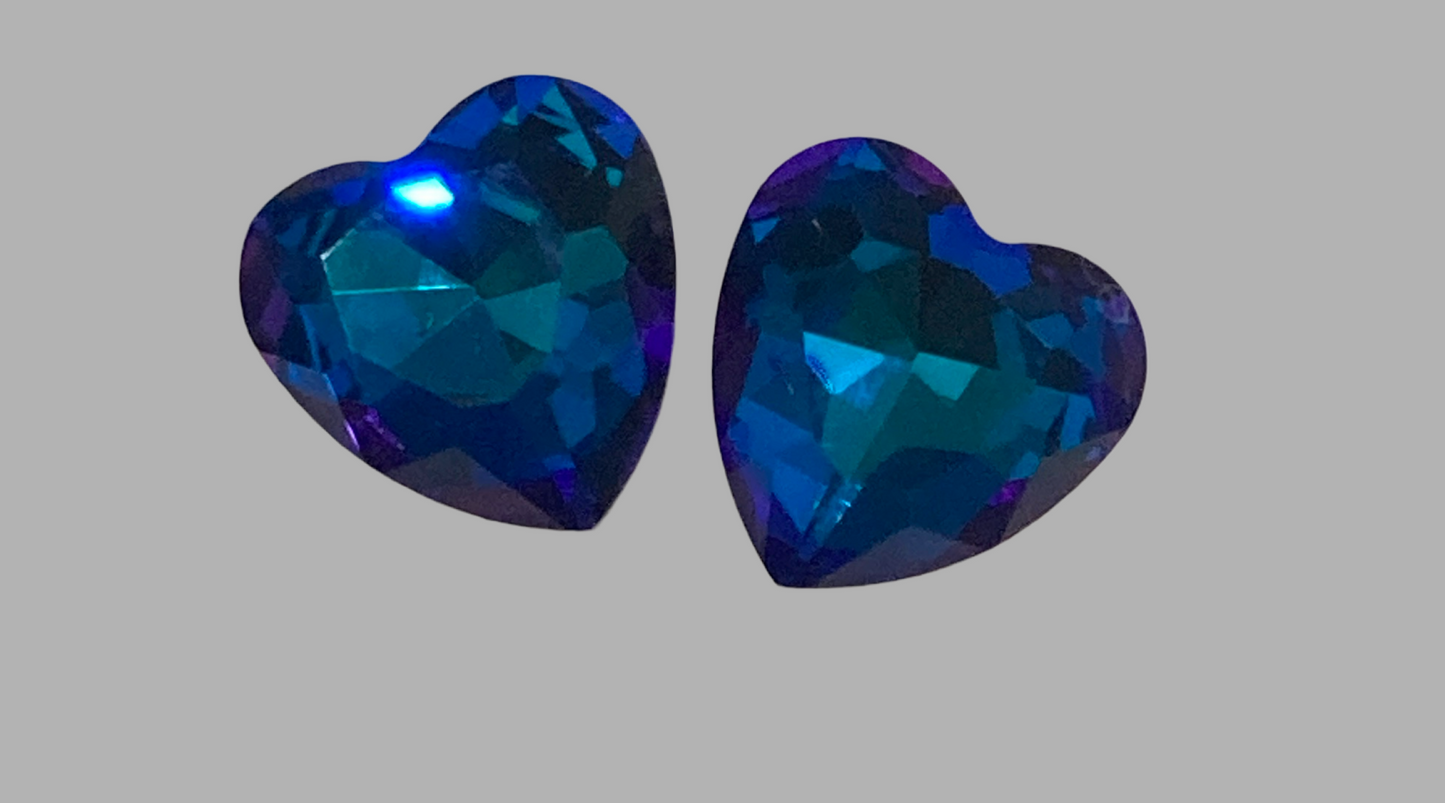 Stainless Steel Heart Crystal Stud Earrings - (Twenty Colours Available) Hypoallergenic - Rescinti