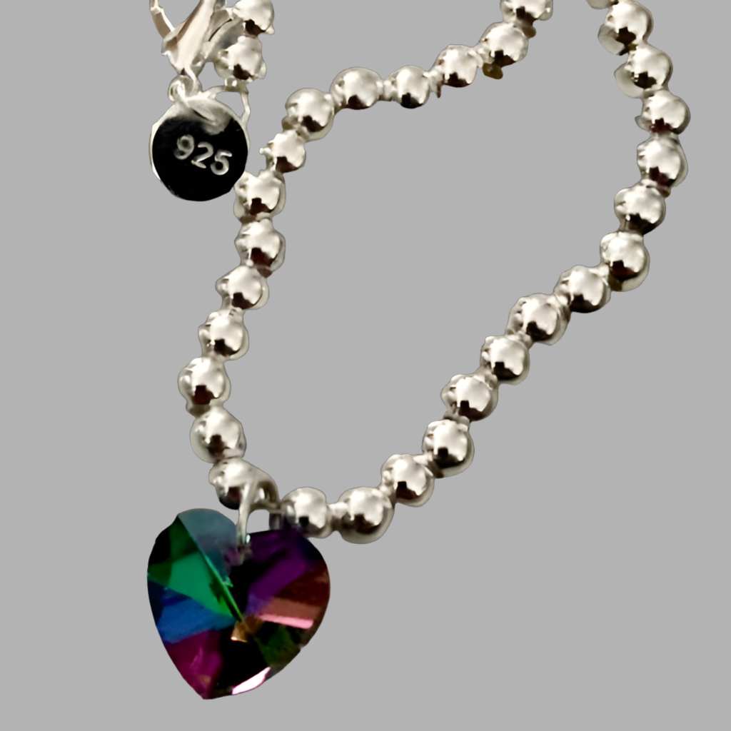 Small Crystal Heart Ball Bead Bracelet - (Six Colours Available) - Rescinti