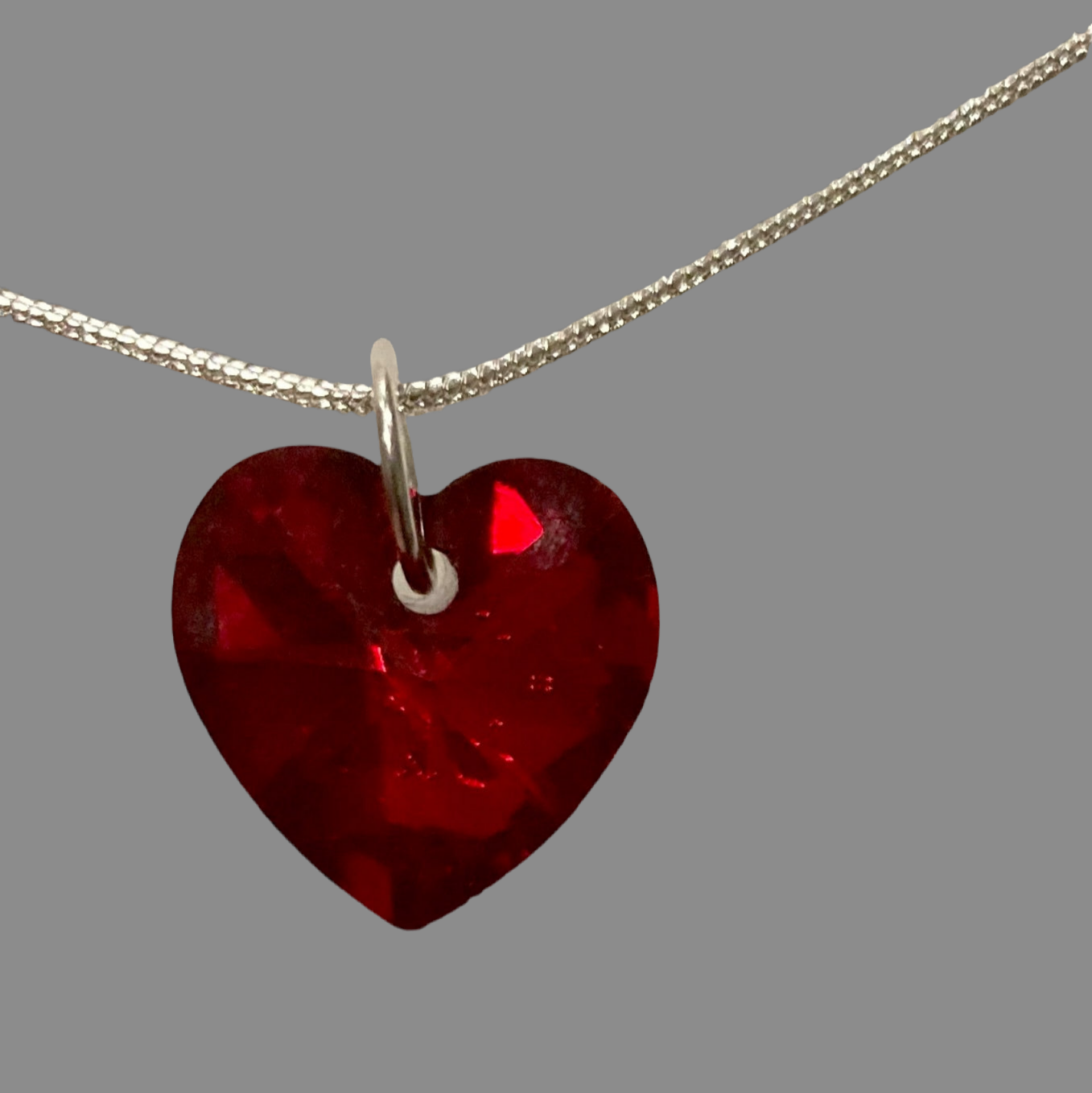 Large Crystal Heart Rhinestone Silver Snake Chain Necklace - (Three Colours Available) - Rescinti