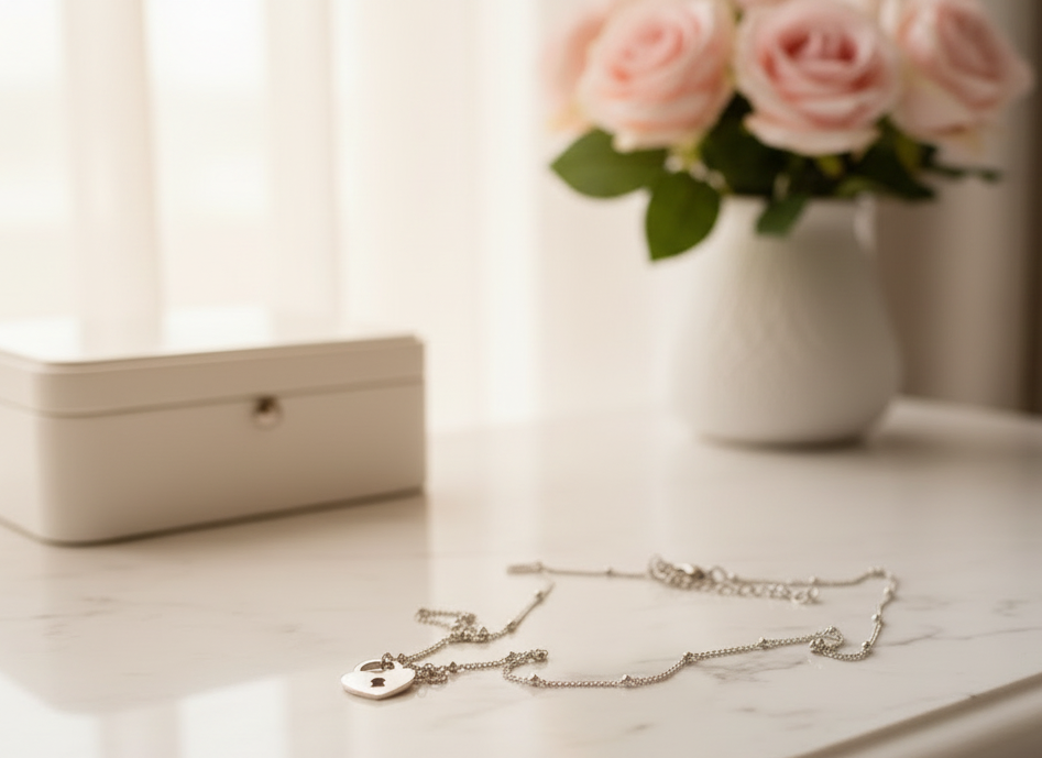 Classic Stainless Steel Necklace with Heart Locket Pendant - Rescinti