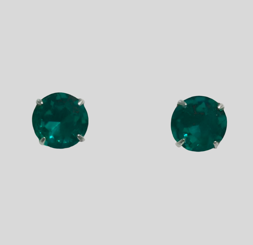 Staple Sterling Silver Round Crystal Stud Earrings - (Twenty Seven Colours Available) - Rescinti