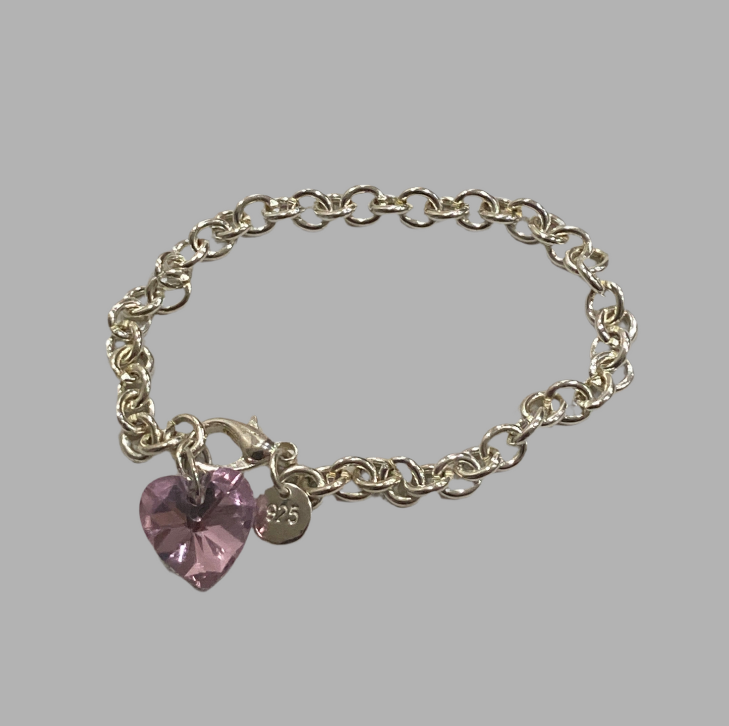 925 Sterling Silver Crystal Heart Bracelet - Rescinti