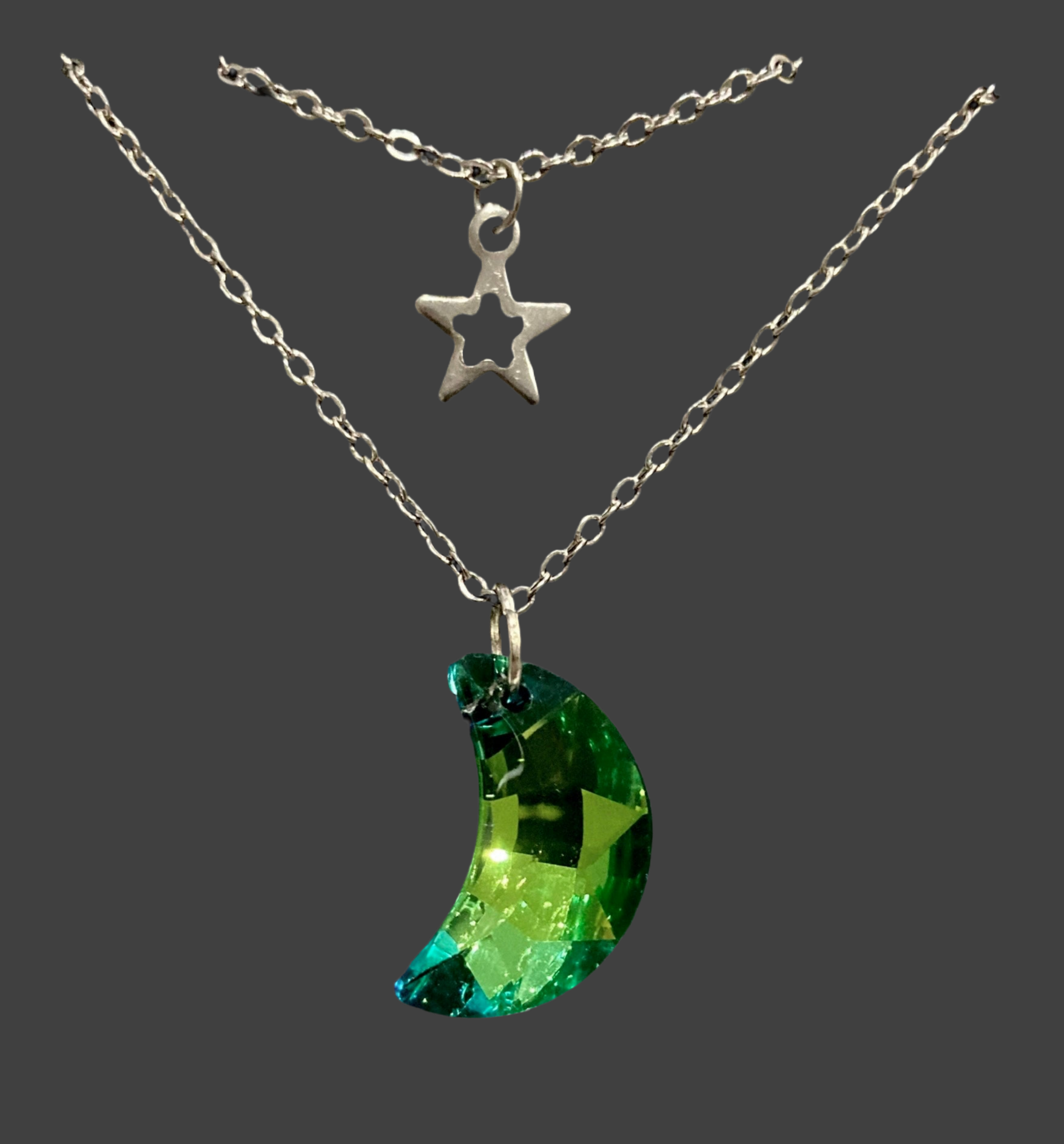 Layered Mini Star & Crystal Moon Stainless Steel Necklace - (Four Colours Available) - Rescinti