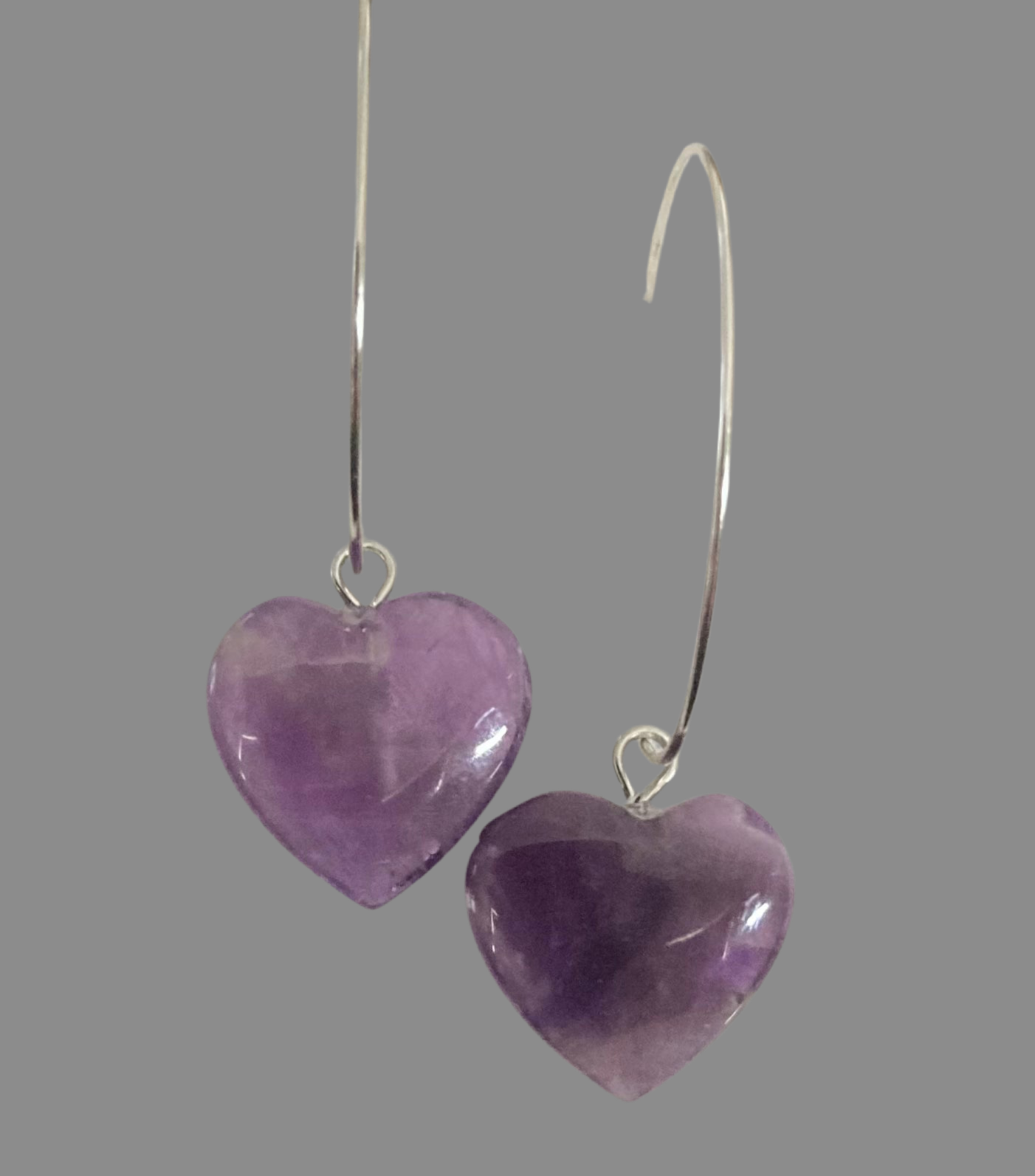 Heart Crystal Gemstone Fine Silver Hoop Earrings - (Seven Colours Available) - Rescinti