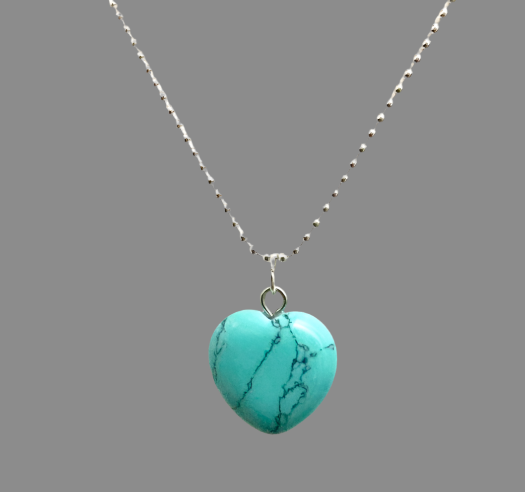 Crystal Heart Gemstone Silver Necklace - (Seven Colours Available) - Rescinti