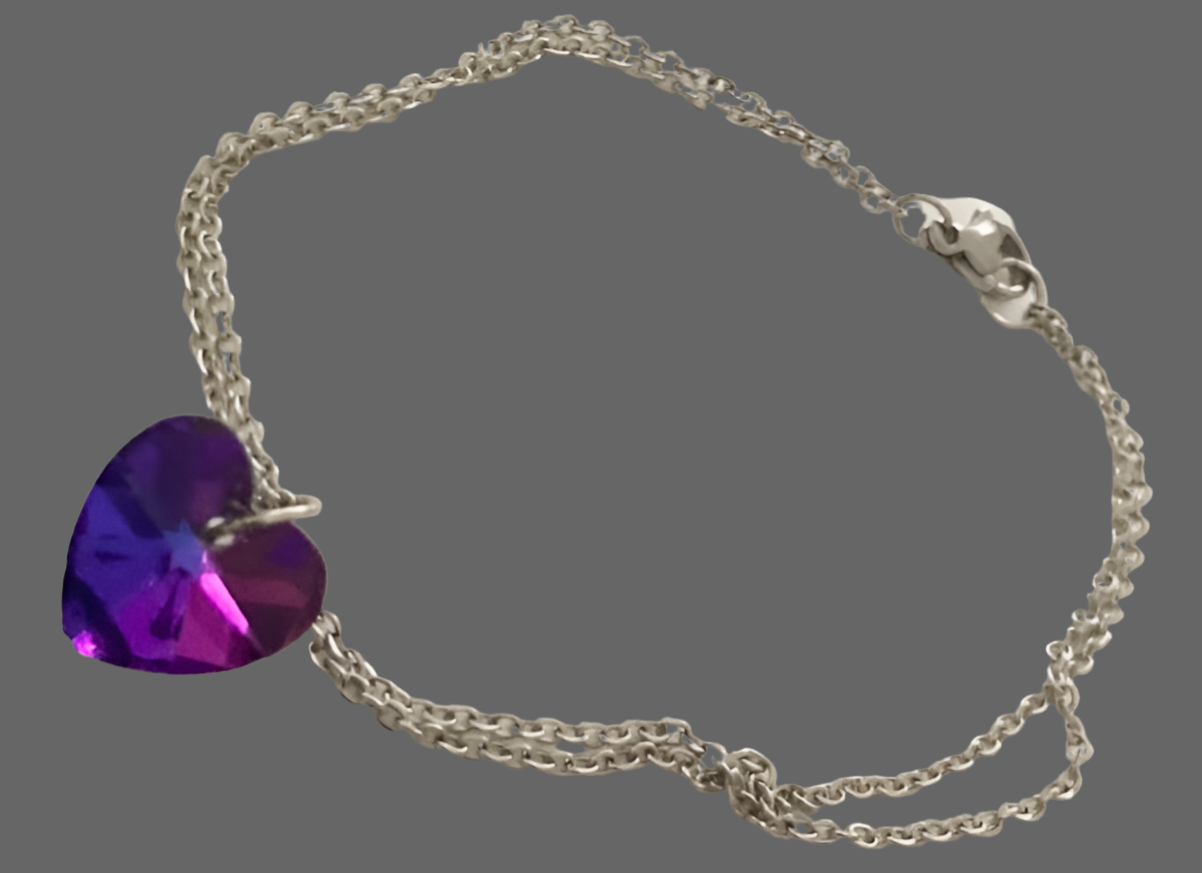 Stainless Steel Large Crystal Heart Bracelet - (Three Colours Available) - Rescinti