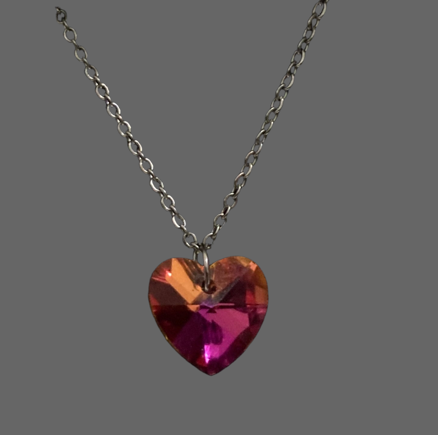 Mystic Moon Crystal Heart Stainless Steel Necklace - (Seven Colours Available) - Rescinti