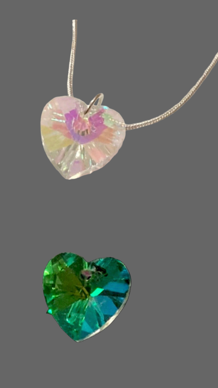 Large Crystal Heart Stainless Steel Necklace - (Three Colours Available) - Rescinti