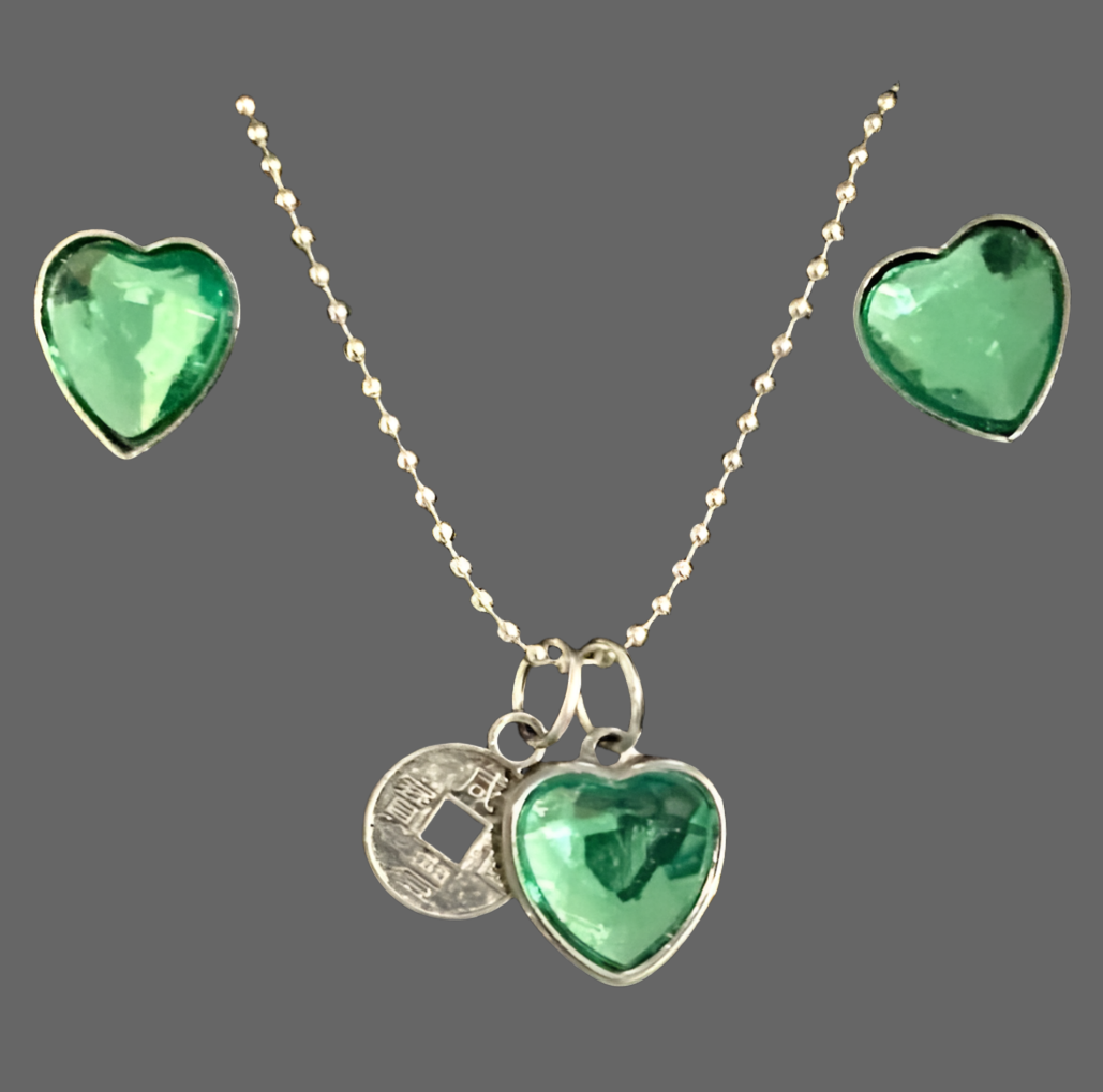 Classic Heart Silver Jewellery Set - (Fifteen Colours Available) - Rescinti