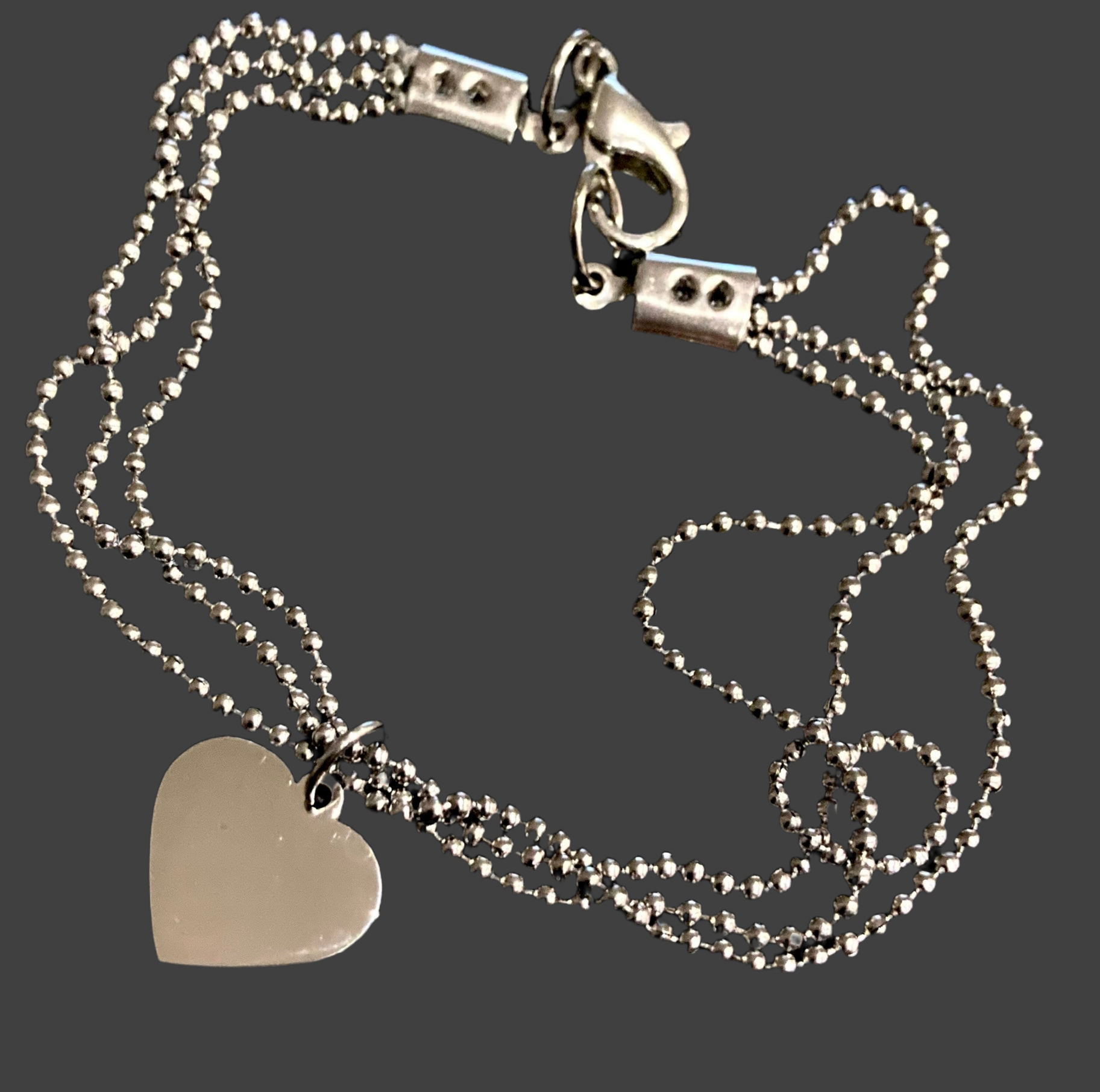 Stainless Steel Layered Three Tier Ball Bead Heart Bracelet - Rescinti