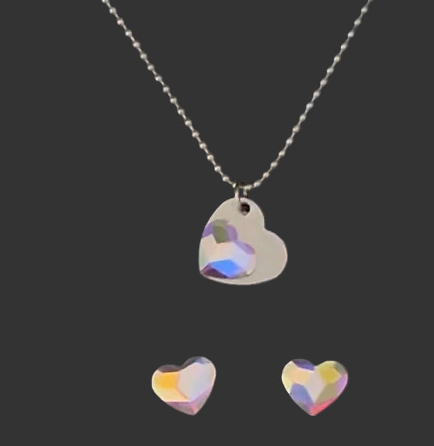 Sparkling Heart Jewellery Set - (Two Colours Available)